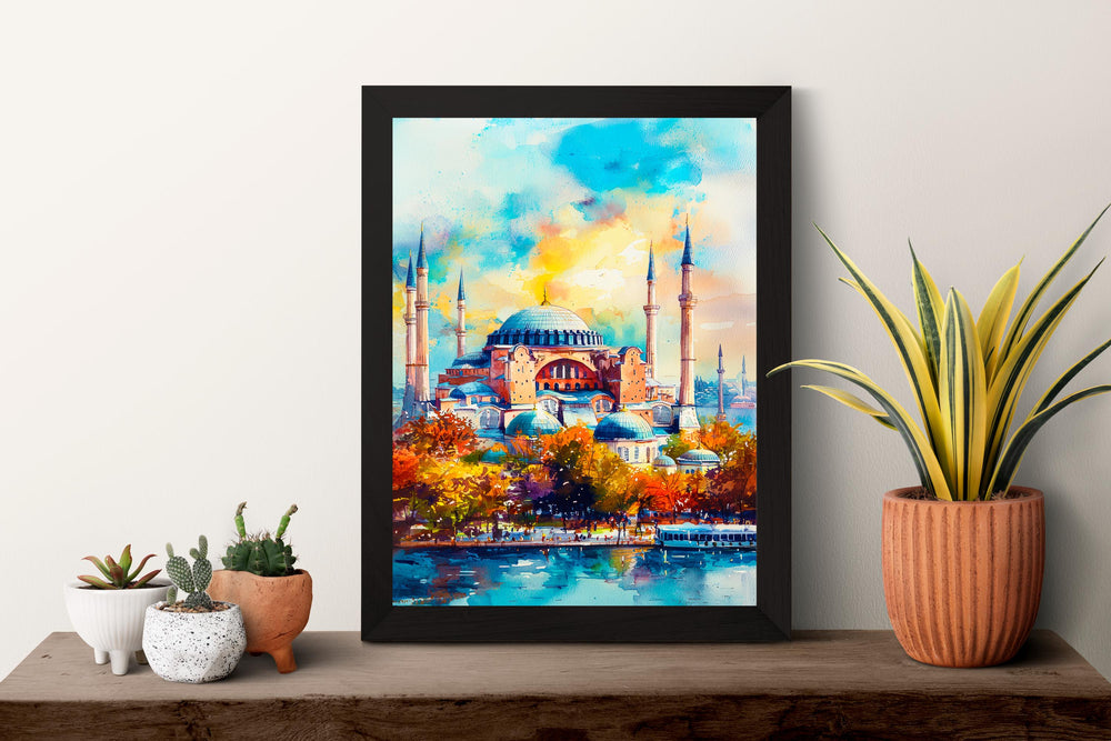 Istanbul Watercolor Poster Wall Art Istanbul Wall Hanging Home Décor Istanbul Gift Art Lovers Turkey Art Lover Gift