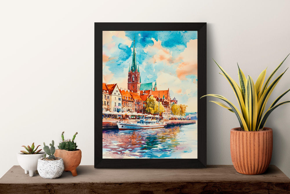Szczecin Watercolor Poster Wall Art Szczecin Wall Hanging Home Décor Szczecin Gift Art Lovers Poland Wall Art Szczecin Travel Poster Gift