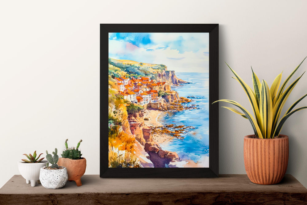 Robin Hood's Bay Watercolor Poster Wall Art Robin Hood's Bay Wall Hanging Home Décor Robin Hood's Bay Gift Art Lovers United Kingdom Art