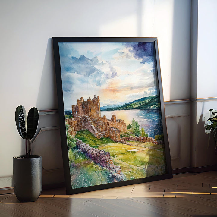 Loch Ness Watercolor Poster Wall Art Loch Ness Wall Hanging Home Décor Loch Ness Gift Art Lovers Scotland Wall Art