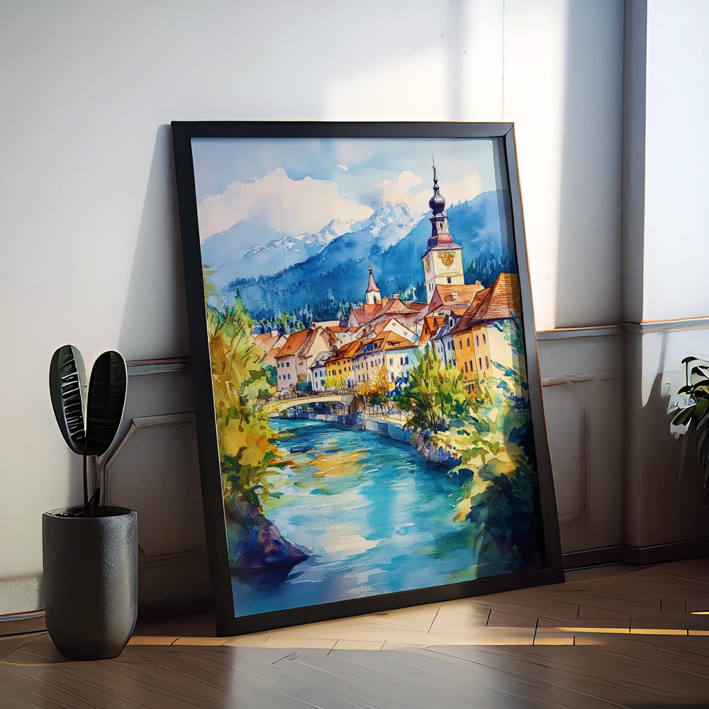 Villach Watercolor Poster Wall Art Villach Wall Hanging Home Décor Villach Gift Art Lovers Austria Wall Art