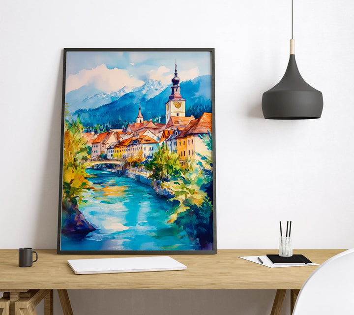 Villach Watercolor Poster Wall Art Villach Wall Hanging Home Décor Villach Gift Art Lovers Austria Wall Art