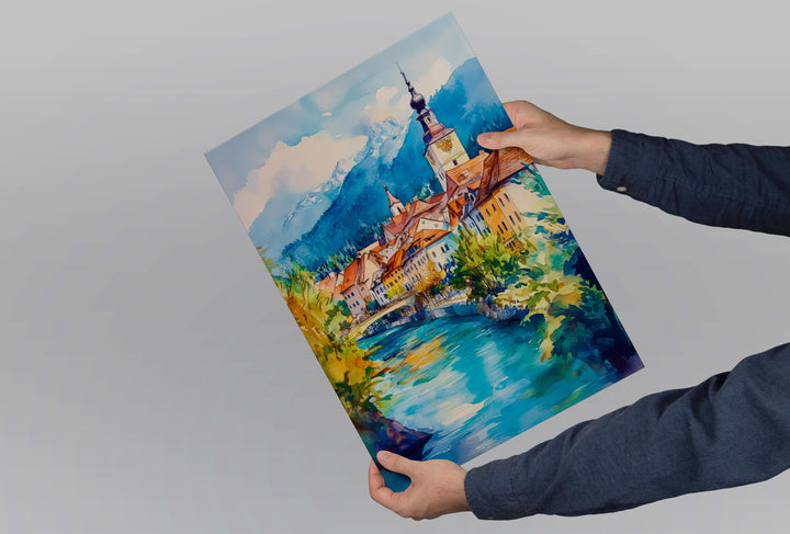 Villach Watercolor Poster Wall Art Villach Wall Hanging Home Décor Villach Gift Art Lovers Austria Wall Art