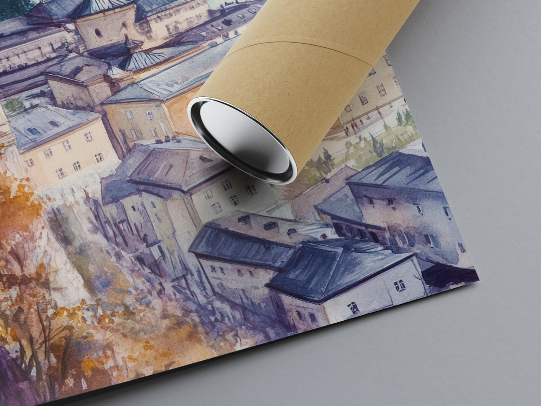 Salzburg Watercolor Poster Wall Art Salzburg Wall Hanging Home Décor Salzburg Gift Art Lovers Austria Wall Art