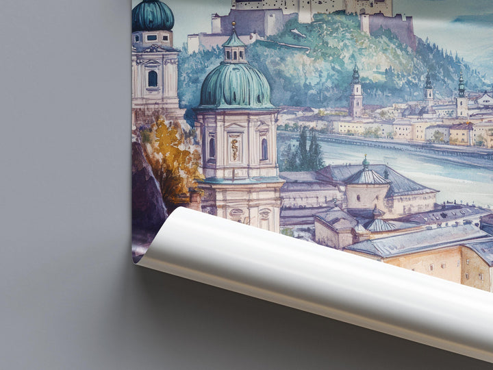Salzburg Watercolor Poster Wall Art Salzburg Wall Hanging Home Décor Salzburg Gift Art Lovers Austria Wall Art