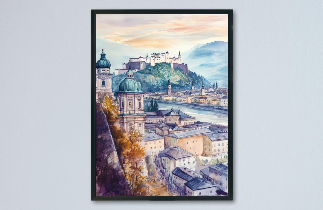 Salzburg Watercolor Poster Wall Art Salzburg Wall Hanging Home Décor Salzburg Gift Art Lovers Austria Wall Art