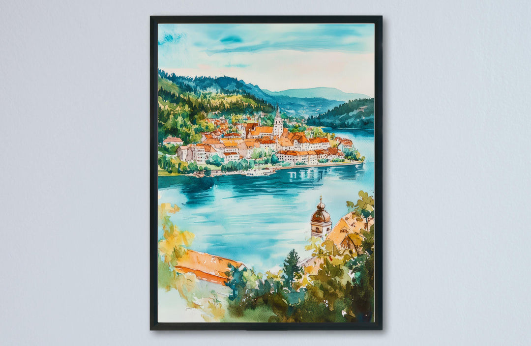 Klagenfurt Watercolor Poster Wall Art Klagenfurt Wall Hanging Home Décor Klagenfurt Gift Art Lovers Austria Wall Art