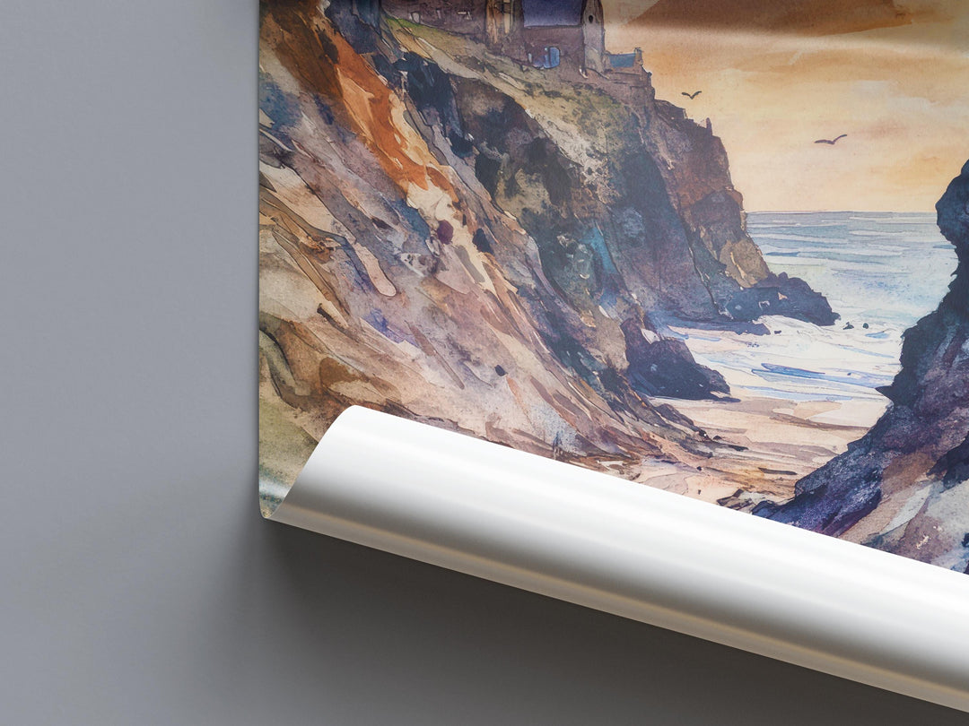 St Agnes Watercolor Poster Wall Art St Agnes Wall Hanging Home Décor St Agnes Gift Art Lovers United Kingdom Wall Art