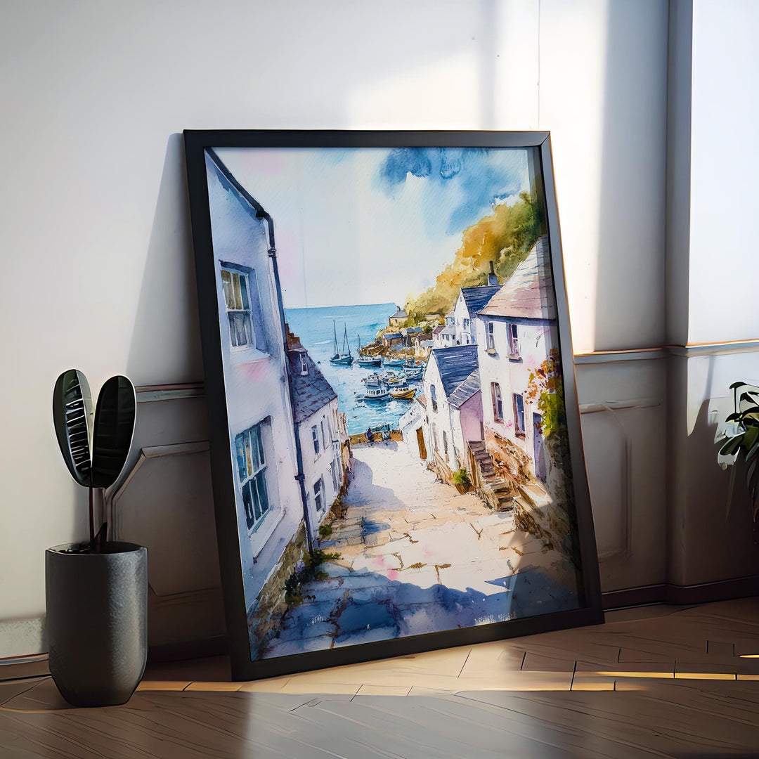 Polperro Watercolor Poster Wall Art Polperro Wall Hanging Home Décor Polperro Gift Art Lovers United Kingdom Wall Art