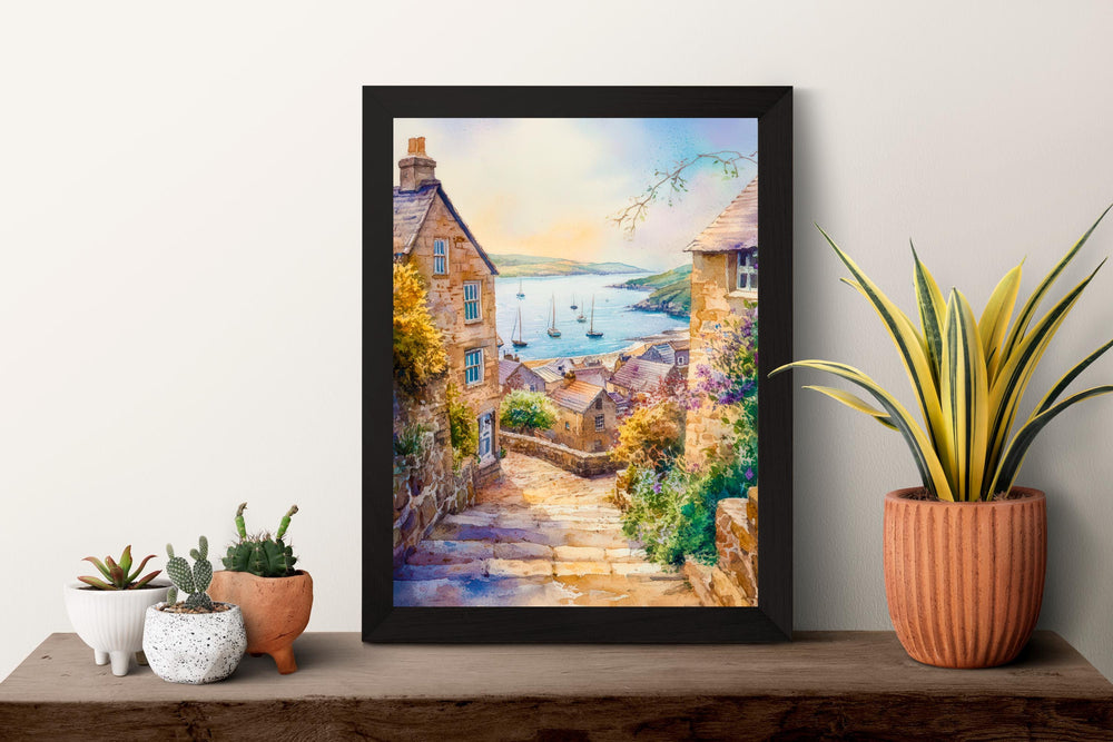 Mousehole Watercolor Poster Wall Art Mousehole Wall Hanging Home Décor Mousehole Gift Art Lovers United Kingdom Wall Art