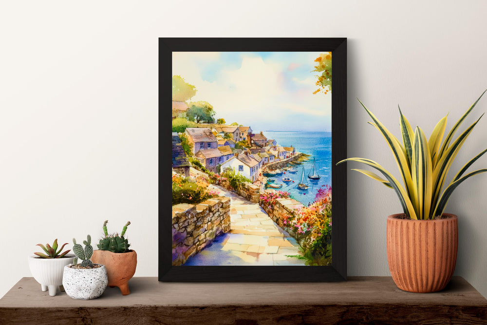Mevagissey Watercolor Poster Wall Art Mevagissey Wall Hanging Home Décor Mevagissey Gift Art Lovers United Kingdom Wall Art