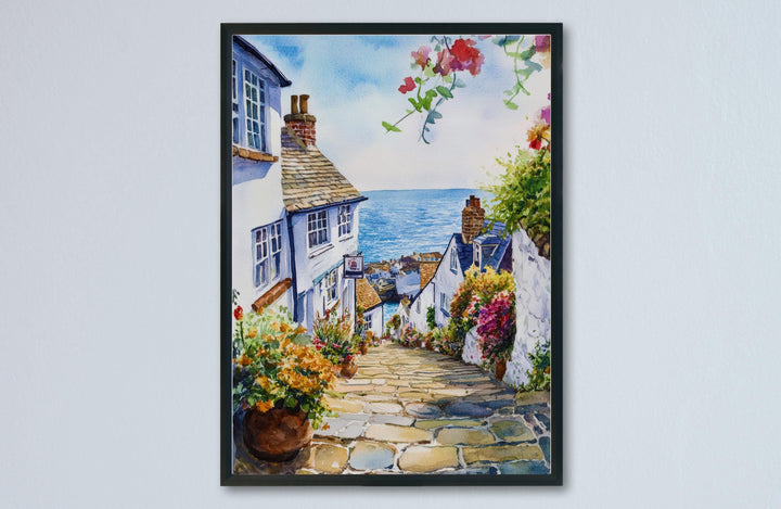 Clovelly Watercolor Poster Wall Art Clovelly Wall Hanging Home Décor Clovelly Gift Art Lovers United Kingdom Wall Art