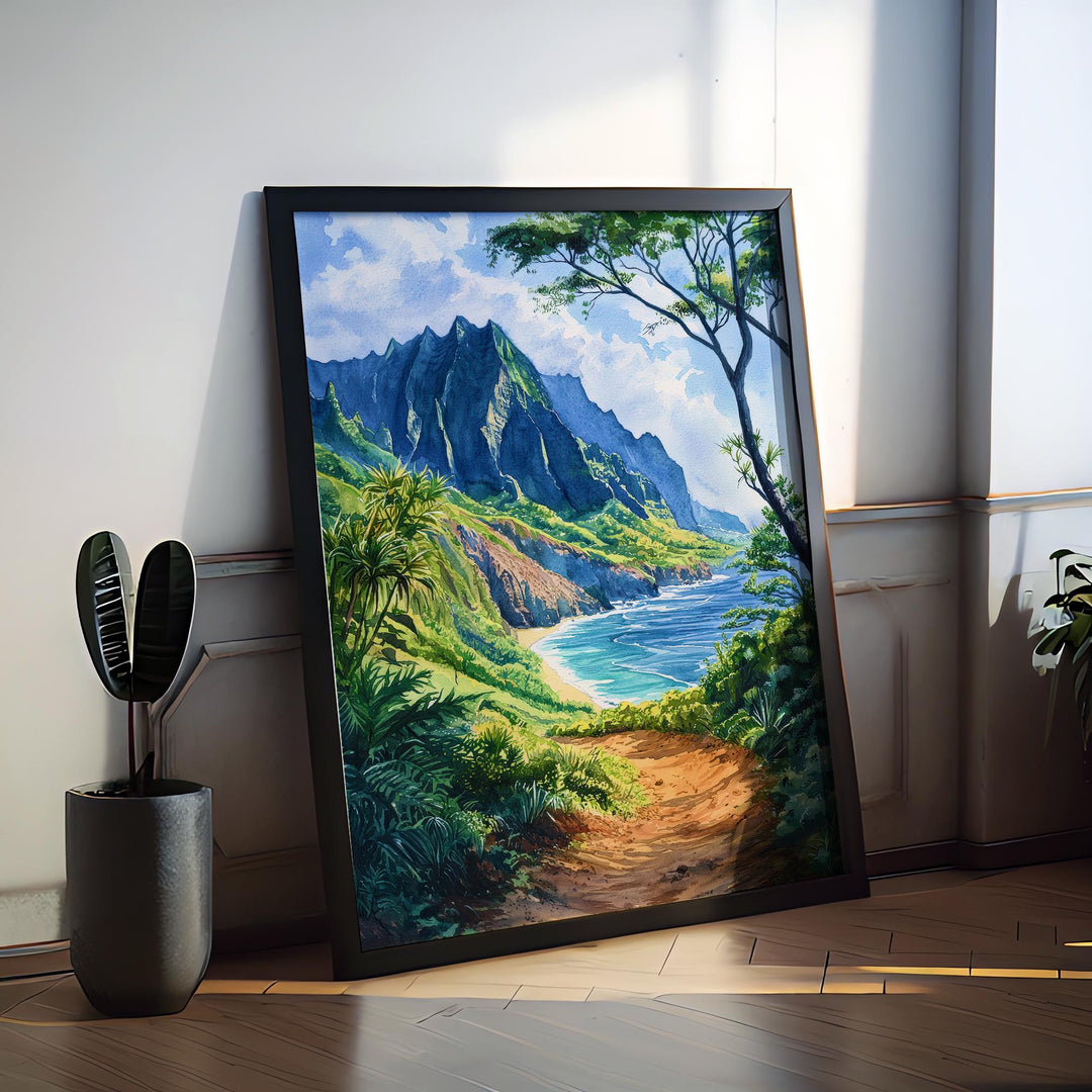 Na Pali Coast Watercolor Poster Wall Art Na Pali Coast Wall Hanging Home Décor Na Pali Coast Gift Art Lovers United States Wall Art