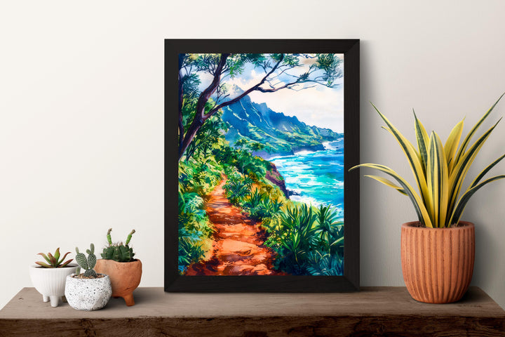 Kalalau Trail Watercolor Poster Wall Art Kalalau Trail Wall Hanging Home Décor Kalalau Trail Gift Art Lovers United States Wall Art