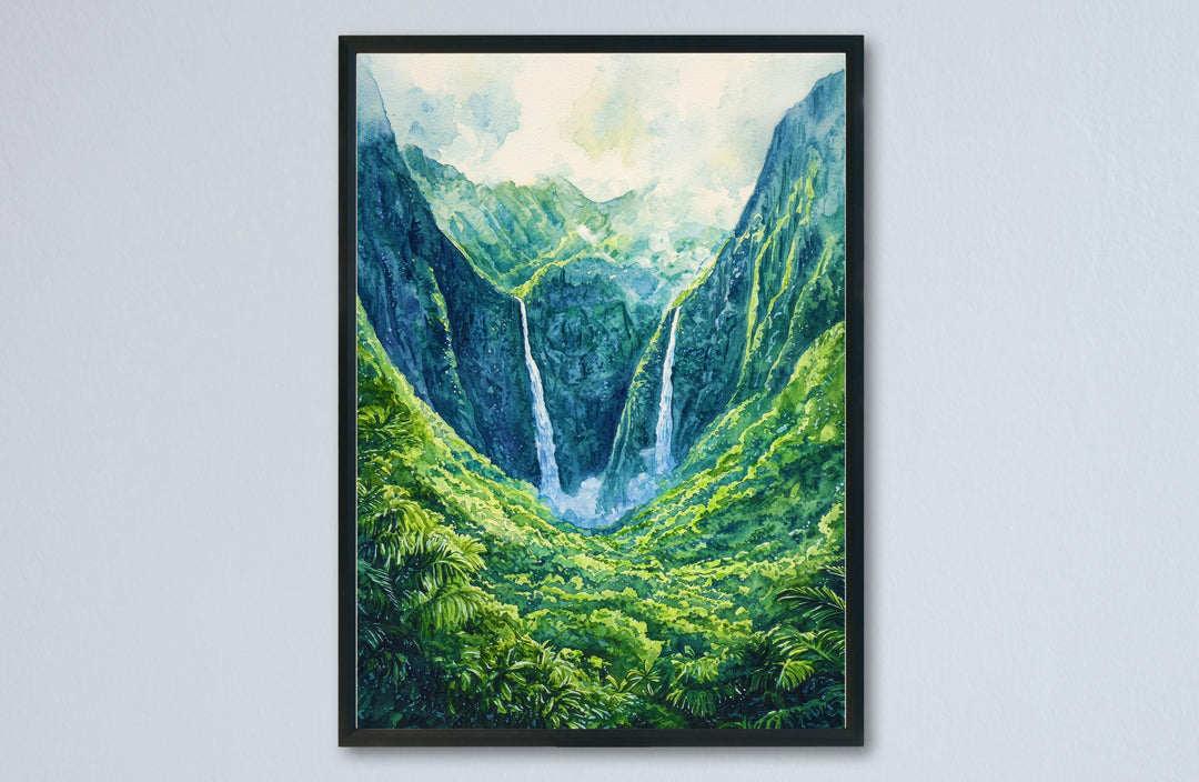 Halawa Valley Watercolor Poster Wall Art Halawa Valley Wall Hanging Home Décor Halawa Valley Gift Art Lovers United States Wall Art
