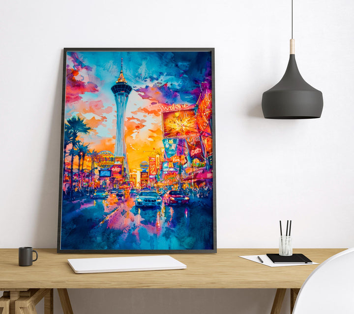 Las Vegas Watercolor Poster Wall Art Las Vegas Wall Hanging Home Décor Las Vegas Gift Art Lovers United States Wall Art