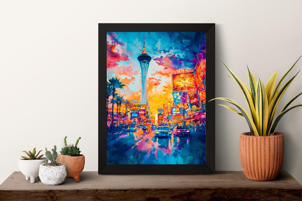 Las Vegas Watercolor Poster Wall Art Las Vegas Wall Hanging Home Décor Las Vegas Gift Art Lovers United States Wall Art