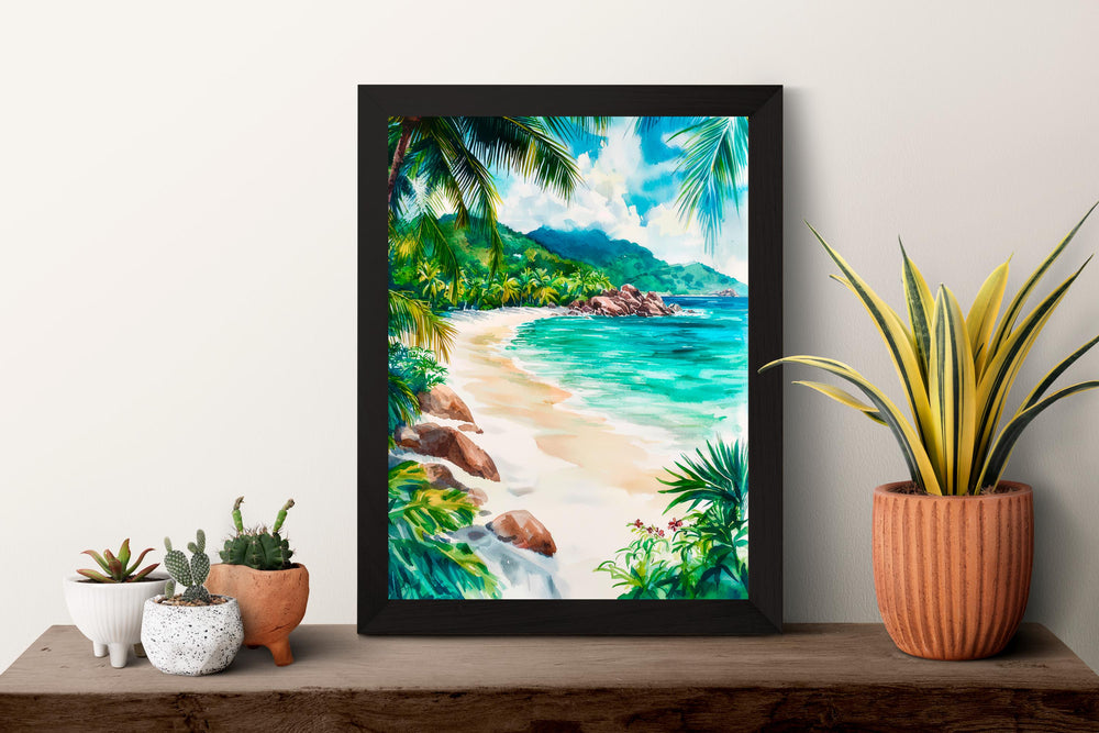 Seychelles Watercolor Poster Wall Art Seychelles Wall Hanging Home Décor Seychelles Gift Art Lovers Seychelles Wall Art
