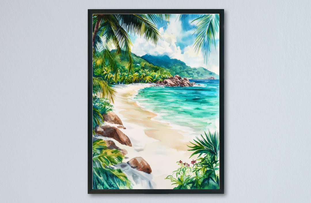 Seychelles Watercolor Poster Wall Art Seychelles Wall Hanging Home Décor Seychelles Gift Art Lovers Seychelles Wall Art
