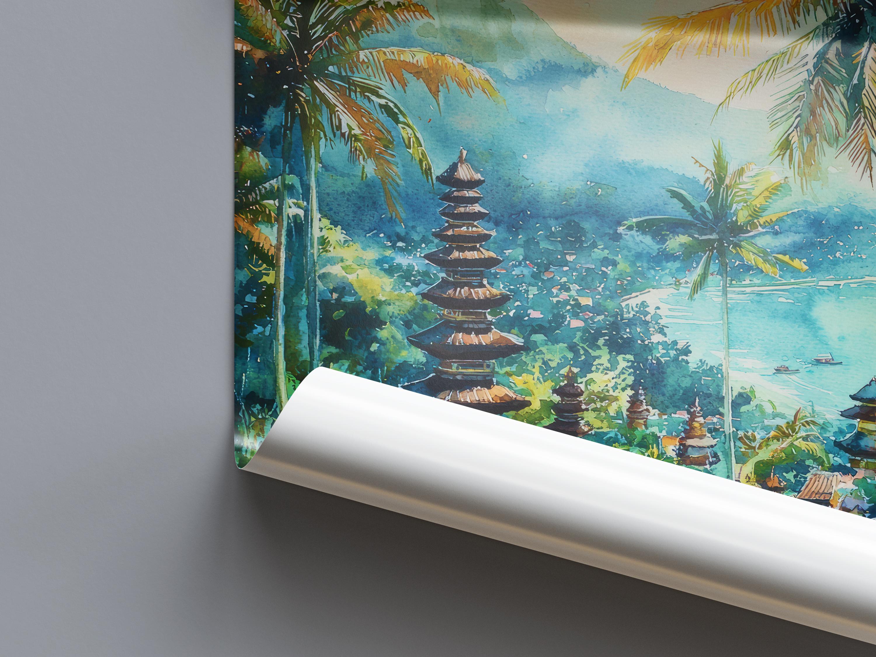 Bali Watercolor Poster Wall Art Bali Wall Hanging Home Décor Bali Gift Art Lovers Indonesia Wall Art
