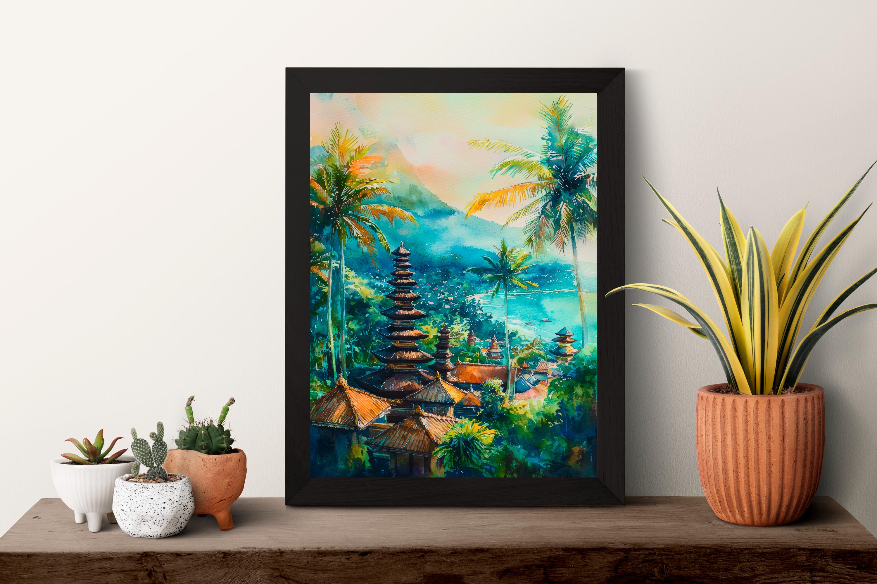 Bali Watercolor Poster Wall Art Bali Wall Hanging Home Décor Bali Gift Art Lovers Indonesia Wall Art