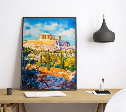 Athens Watercolor Poster Wall Art Athens Wall Hanging Home Décor Athens Gift Art Lovers Greece Art Lover Gift