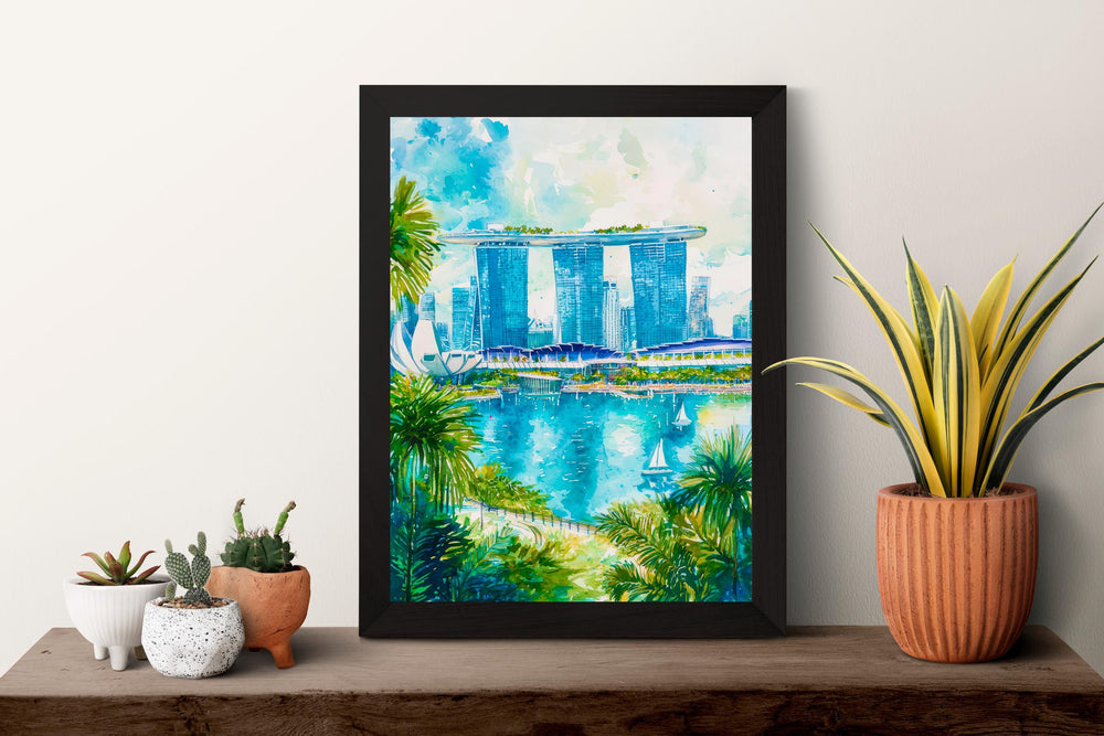 Singapore Watercolor Poster Wall Art Singapore Wall Hanging Home Décor Singapore Gift Art Lovers Singapore Wall Art