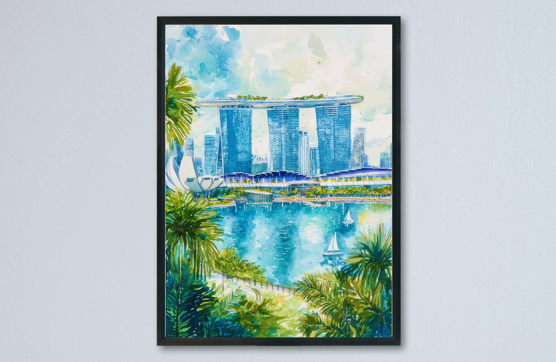 Singapore Watercolor Poster Wall Art Singapore Wall Hanging Home Décor Singapore Gift Art Lovers Singapore Wall Art