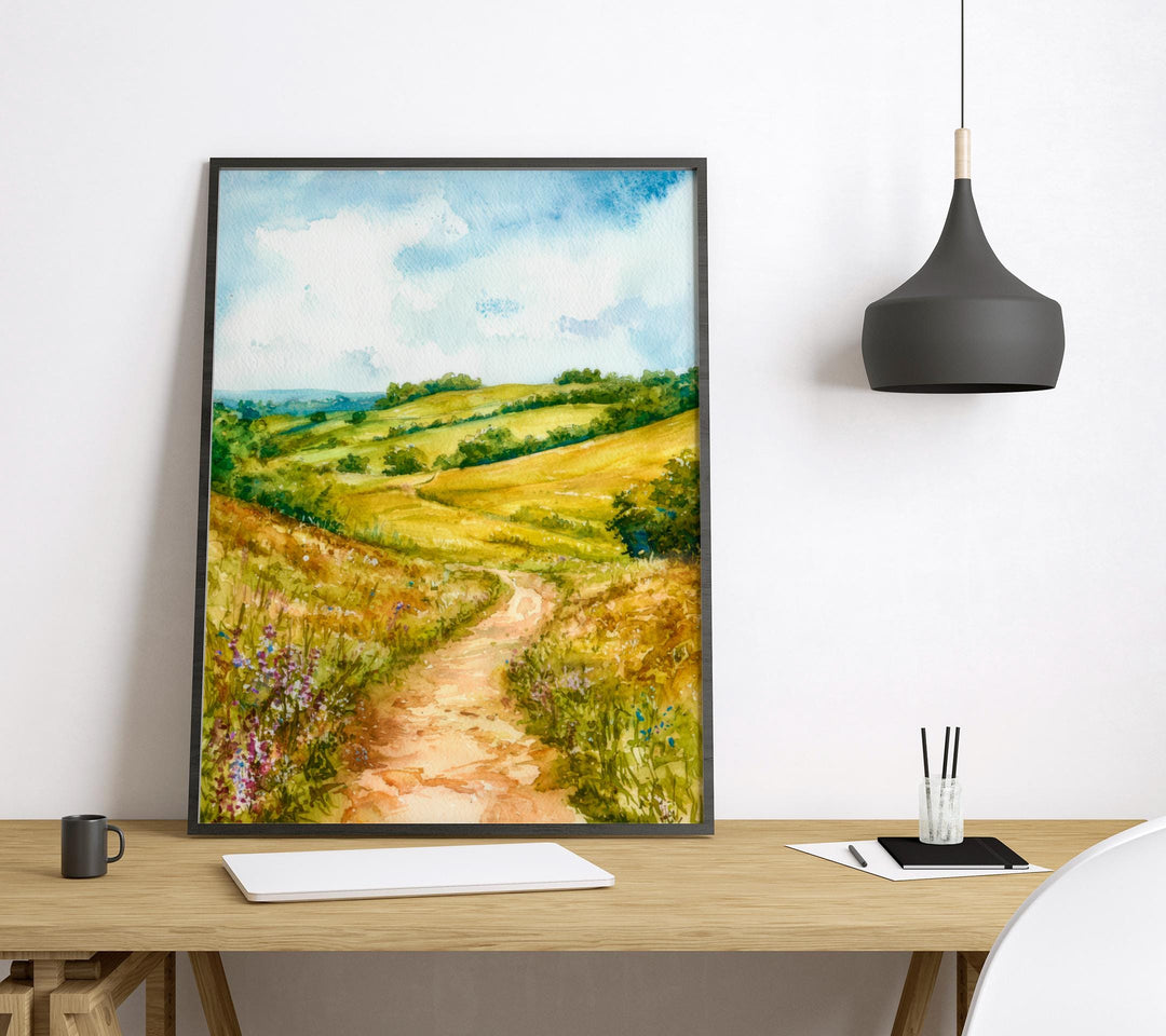 Surrey Hills Watercolor Poster Wall Art Surrey Hills Wall Hanging Home Décor Surrey Hills Gift Art Lovers United Kingdom Wall Art