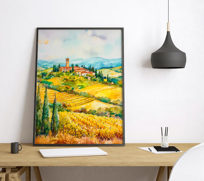 Tuscany Watercolor Poster Wall Art Tuscany Wall Hanging Home Décor Tuscany Gift Art Lovers Italy Wall Art
