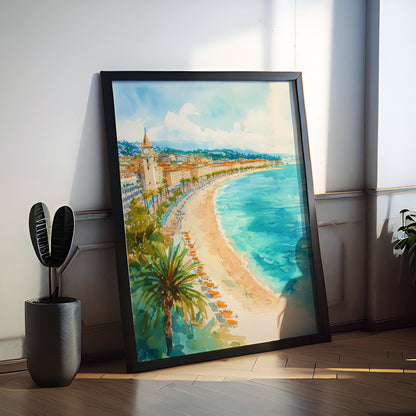 Nice Watercolor Poster Wall Art Nice Wall Hanging Home Décor Nice Gift Art Lovers France Wall Art