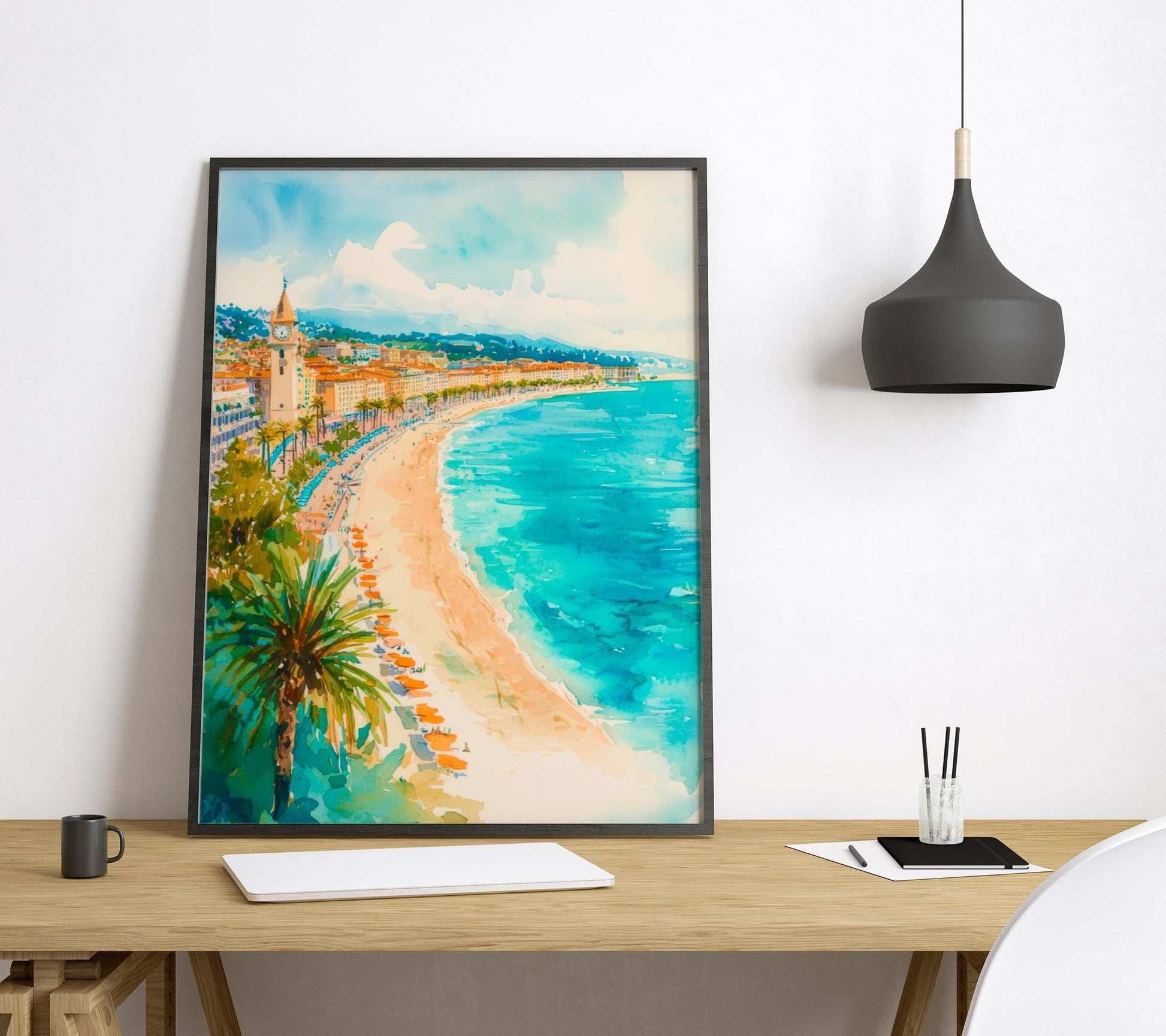 Nice Watercolor Poster Wall Art Nice Wall Hanging Home Décor Nice Gift Art Lovers France Wall Art
