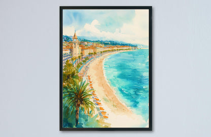 Nice Watercolor Poster Wall Art Nice Wall Hanging Home Décor Nice Gift Art Lovers France Wall Art