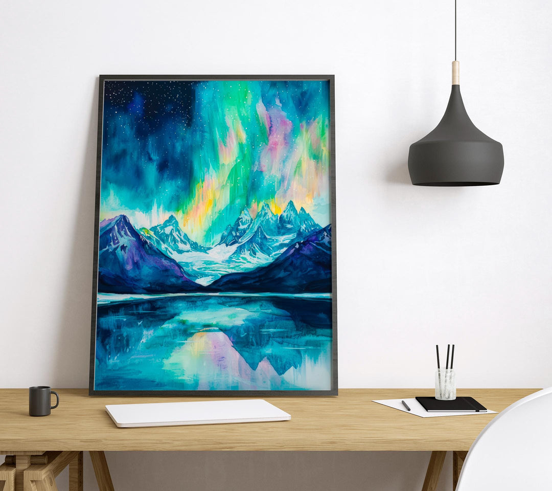 Northern Lights Watercolor Poster Wall Art Northern Lights Wall Hanging Home Décor Northern Lights Gift Art Lovers Northern Lights Art Gift