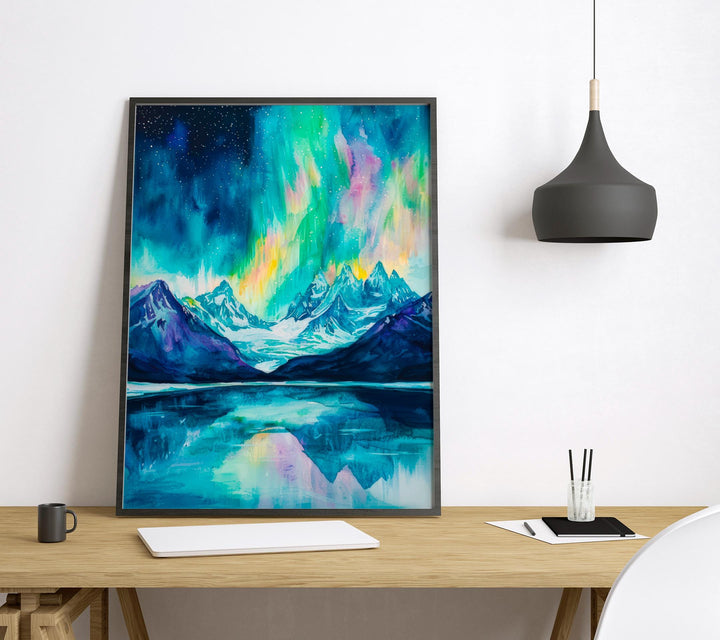 Northern Lights Watercolor Poster Wall Art Northern Lights Wall Hanging Home Décor Northern Lights Gift Art Lovers Northern Lights Art Gift