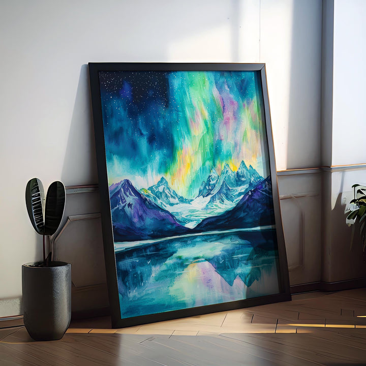 Northern Lights Watercolor Poster Wall Art Northern Lights Wall Hanging Home Décor Northern Lights Gift Art Lovers Northern Lights Art Gift