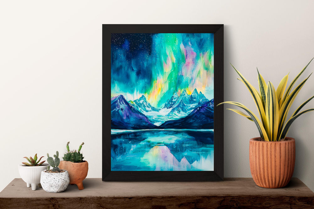 Northern Lights Watercolor Poster Wall Art Northern Lights Wall Hanging Home Décor Northern Lights Gift Art Lovers Northern Lights Art Gift