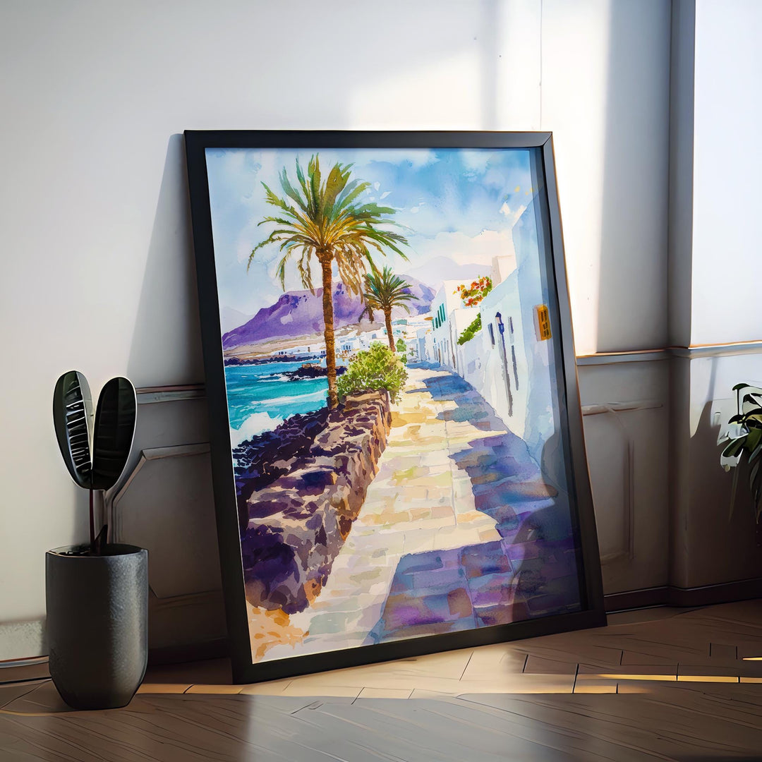 Lanzarote Watercolor Poster Wall Art Lanzarote Wall Hanging Home Décor Lanzarote Gift Art Lovers Spain Wall Art