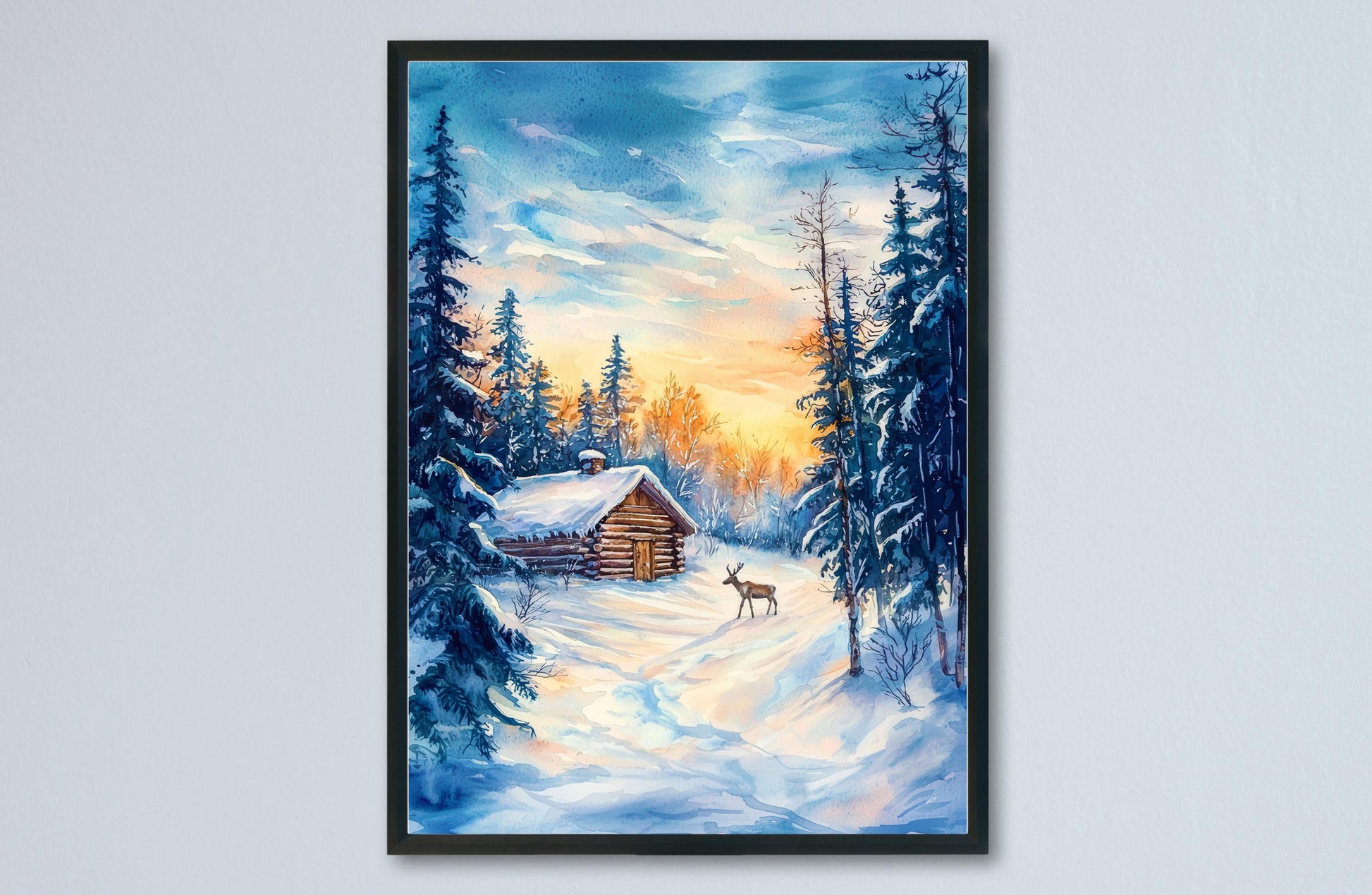 Lapland Watercolor Poster Wall Art Lapland Wall Hanging Home Décor Lapland Gift Art Lovers Finland Wall Art