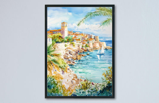 Antibes Watercolor Poster Wall Art Antibes Wall Hanging Home Décor Antibes Gift Art Lovers France Wall Art