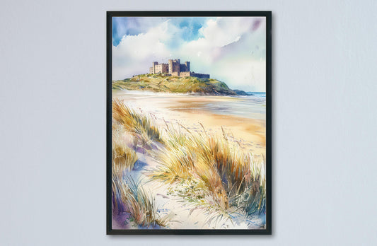Bamburgh Watercolor Poster Wall Art Bamburgh Wall Hanging Home Décor Bamburgh Gift Art Lovers England Wall Art