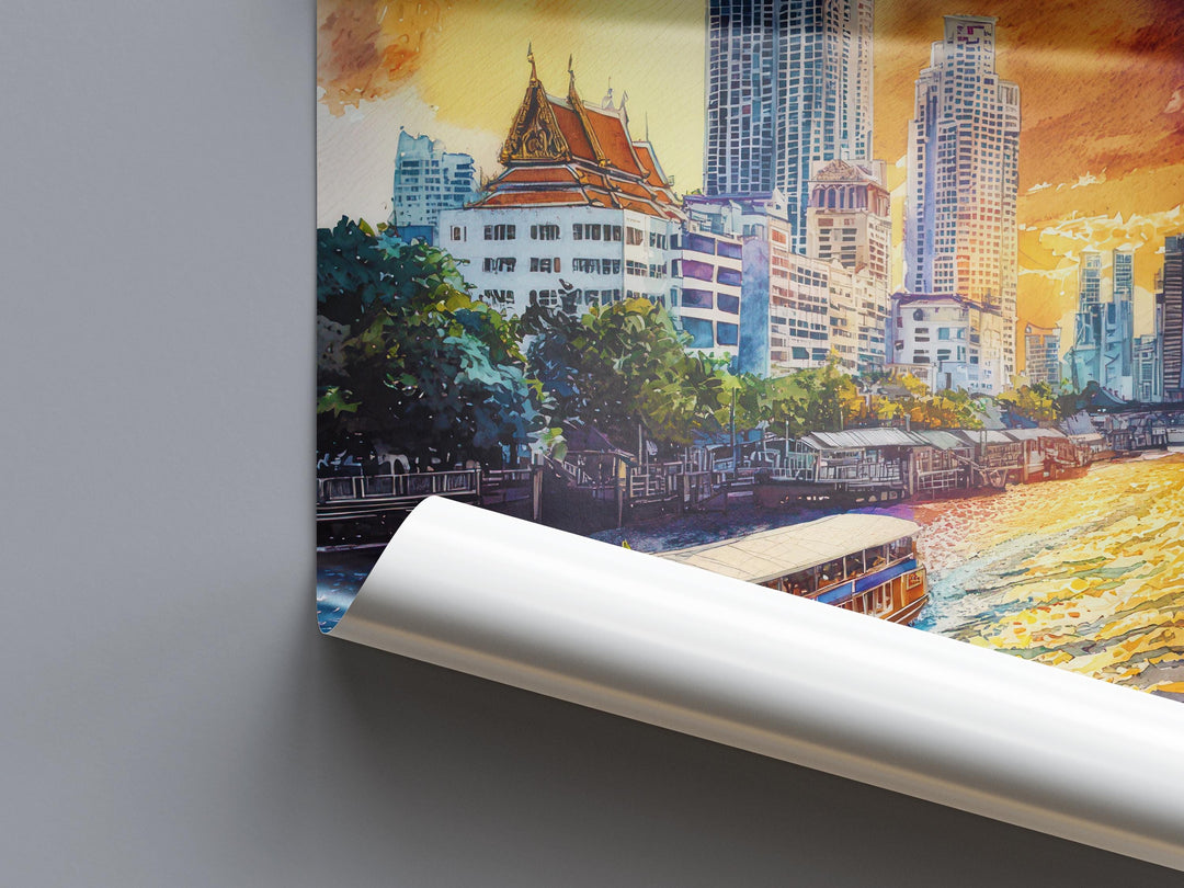 Bangkok Watercolor Poster Wall Art Bangkok Wall Hanging Home Décor Bangkok Gift Art Lovers Thailand Wall Art