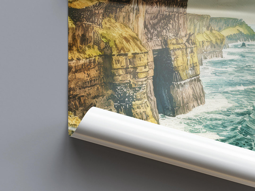 Cliffs of Moher Watercolor Poster Wall Art Cliffs of Moher Wall Hanging Home Décor Cliffs of Moher Gift Art Lovers Ireland Wall Art