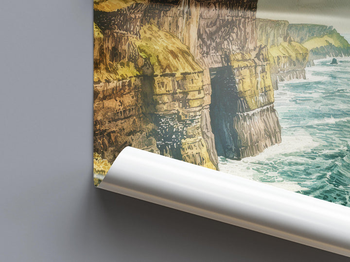 Cliffs of Moher Watercolor Poster Wall Art Cliffs of Moher Wall Hanging Home Décor Cliffs of Moher Gift Art Lovers Ireland Wall Art