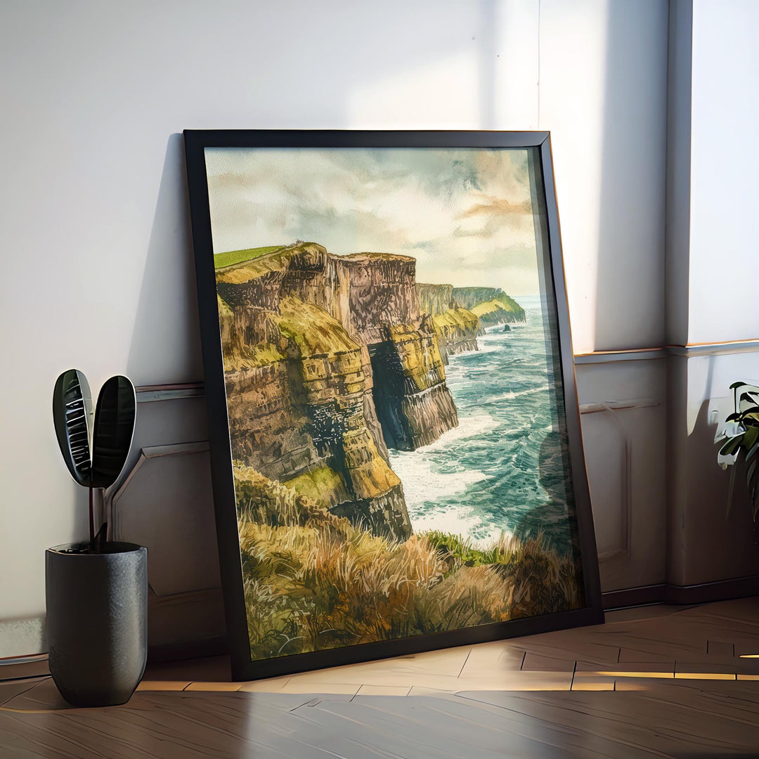 Cliffs of Moher Watercolor Poster Wall Art Cliffs of Moher Wall Hanging Home Décor Cliffs of Moher Gift Art Lovers Ireland Wall Art