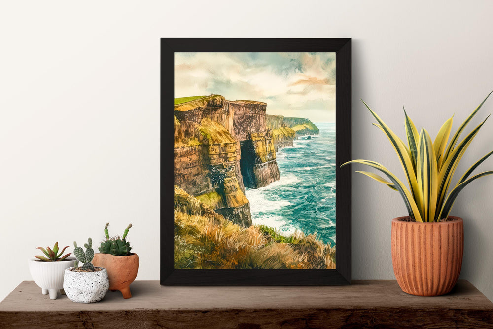 Cliffs of Moher Watercolor Poster Wall Art Cliffs of Moher Wall Hanging Home Décor Cliffs of Moher Gift Art Lovers Ireland Wall Art