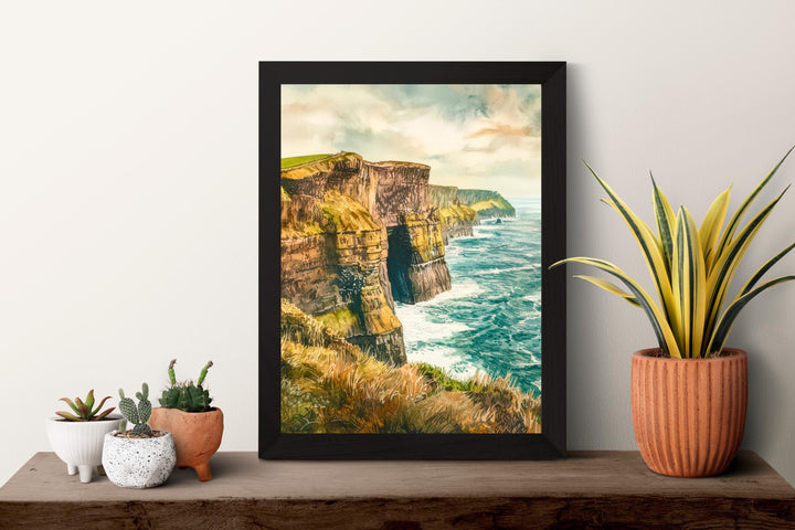 Cliffs of Moher Watercolor Poster Wall Art Cliffs of Moher Wall Hanging Home Décor Cliffs of Moher Gift Art Lovers Ireland Wall Art