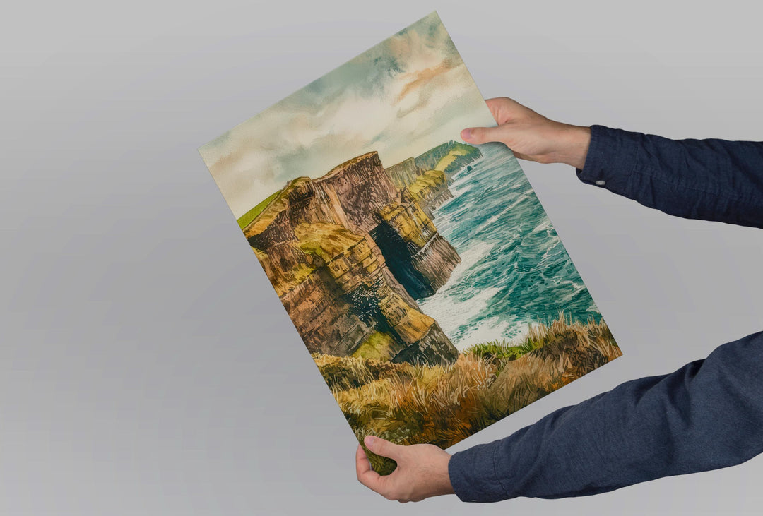 Cliffs of Moher Watercolor Poster Wall Art Cliffs of Moher Wall Hanging Home Décor Cliffs of Moher Gift Art Lovers Ireland Wall Art