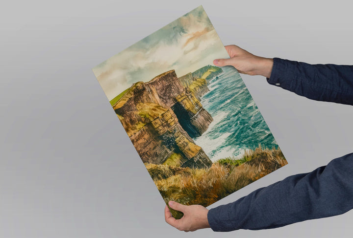 Cliffs of Moher Watercolor Poster Wall Art Cliffs of Moher Wall Hanging Home Décor Cliffs of Moher Gift Art Lovers Ireland Wall Art
