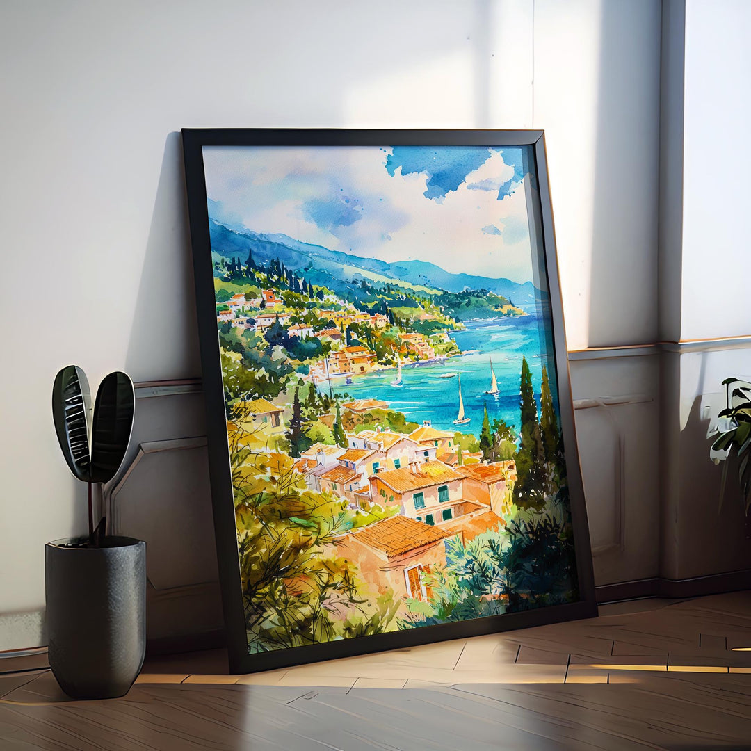 Corfu Watercolor Poster Wall Art Corfu Wall Hanging Home Décor Corfu Gift Art Lovers Greece Wall Art